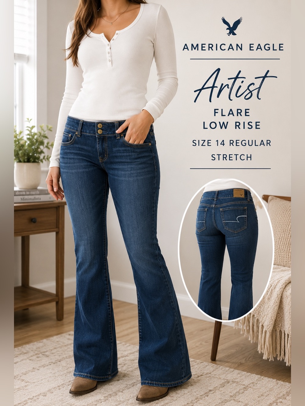 American Eagle Artist Stretch Flare Jeans Size 14